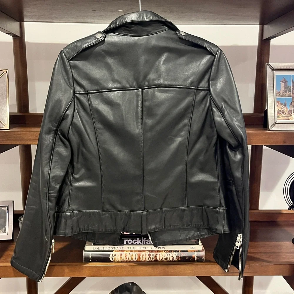 Muubaa Black Leather Biker Jacket - Picture 3 of 6